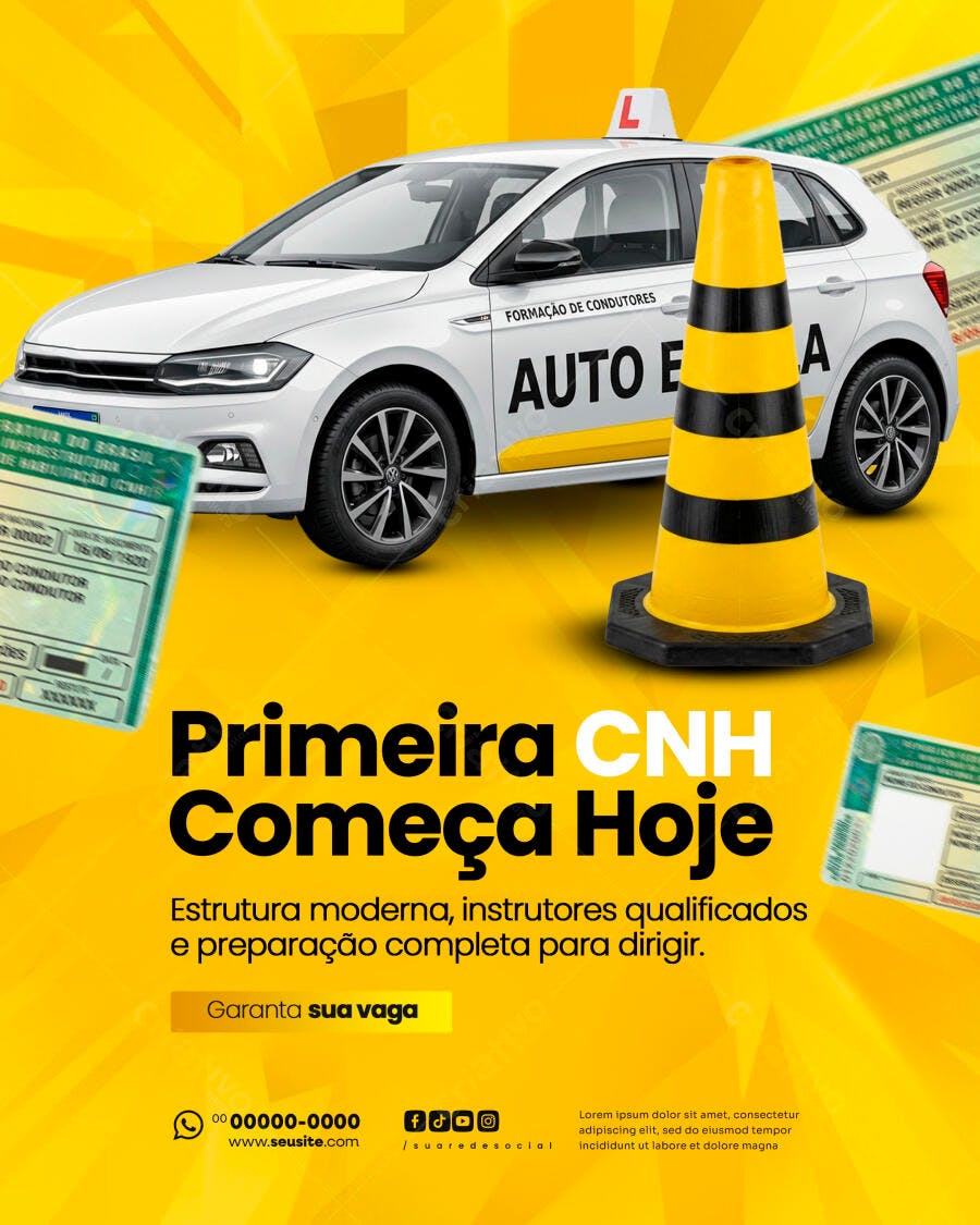 Flyer Auto Escola Primeira CNH PSD Editável