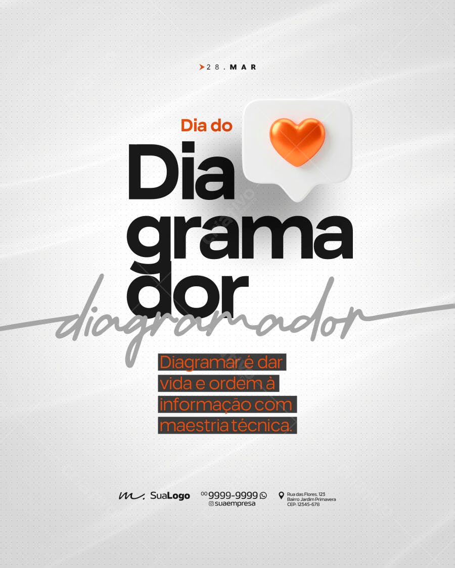 Post Dia do Diagramador 28 de Março PSD Editável