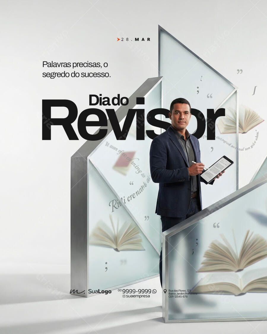 Post Instagram Dia do Revisor 26 de Março PSD Editável