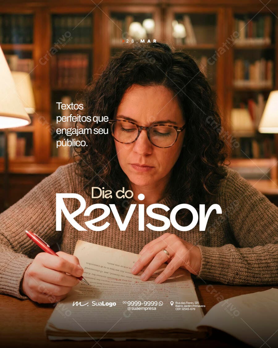 Post Instagram Dia do Revisor 25 de Março PSD Editável