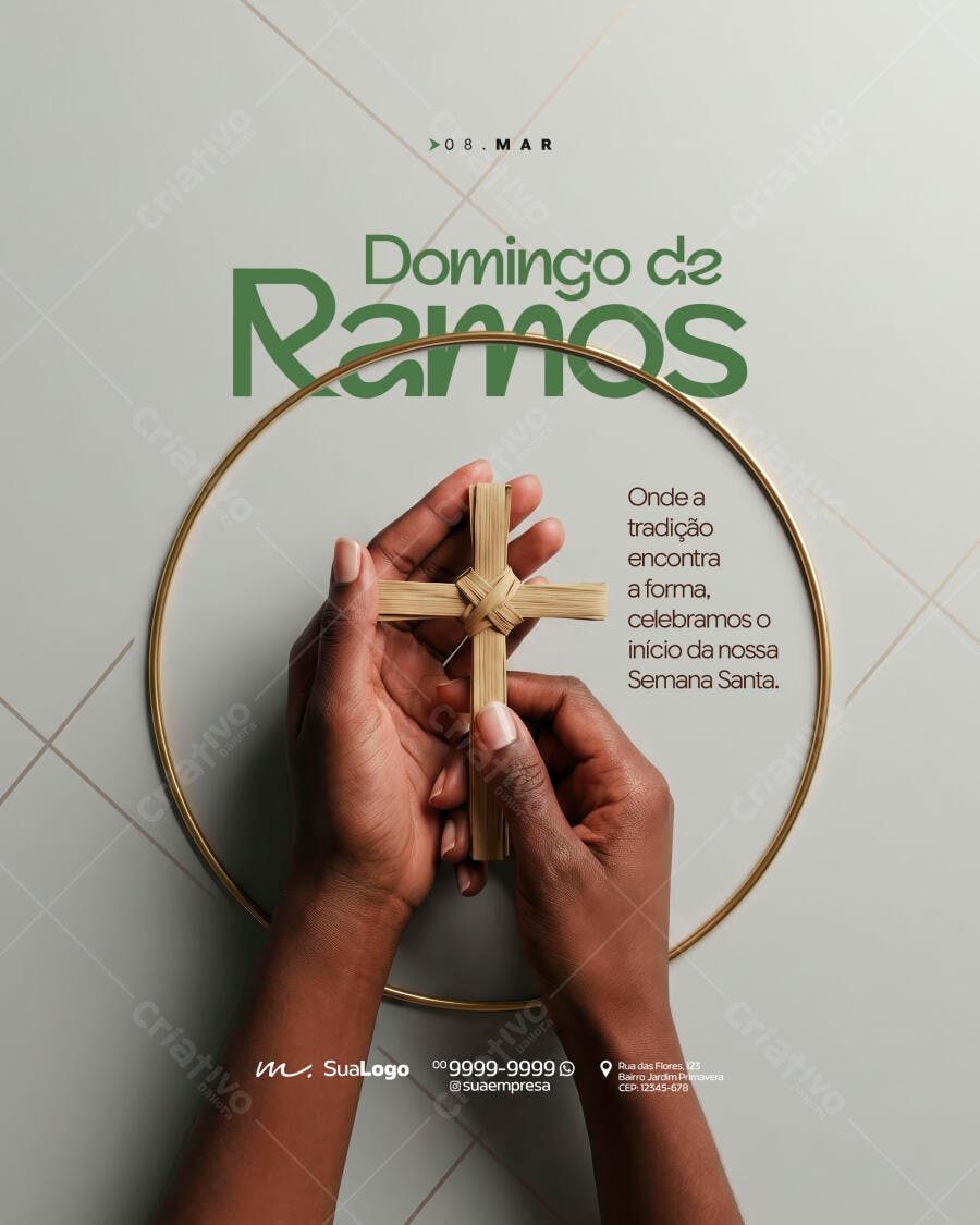 Post Instagram Domingo de Ramos Março PSD Editável
