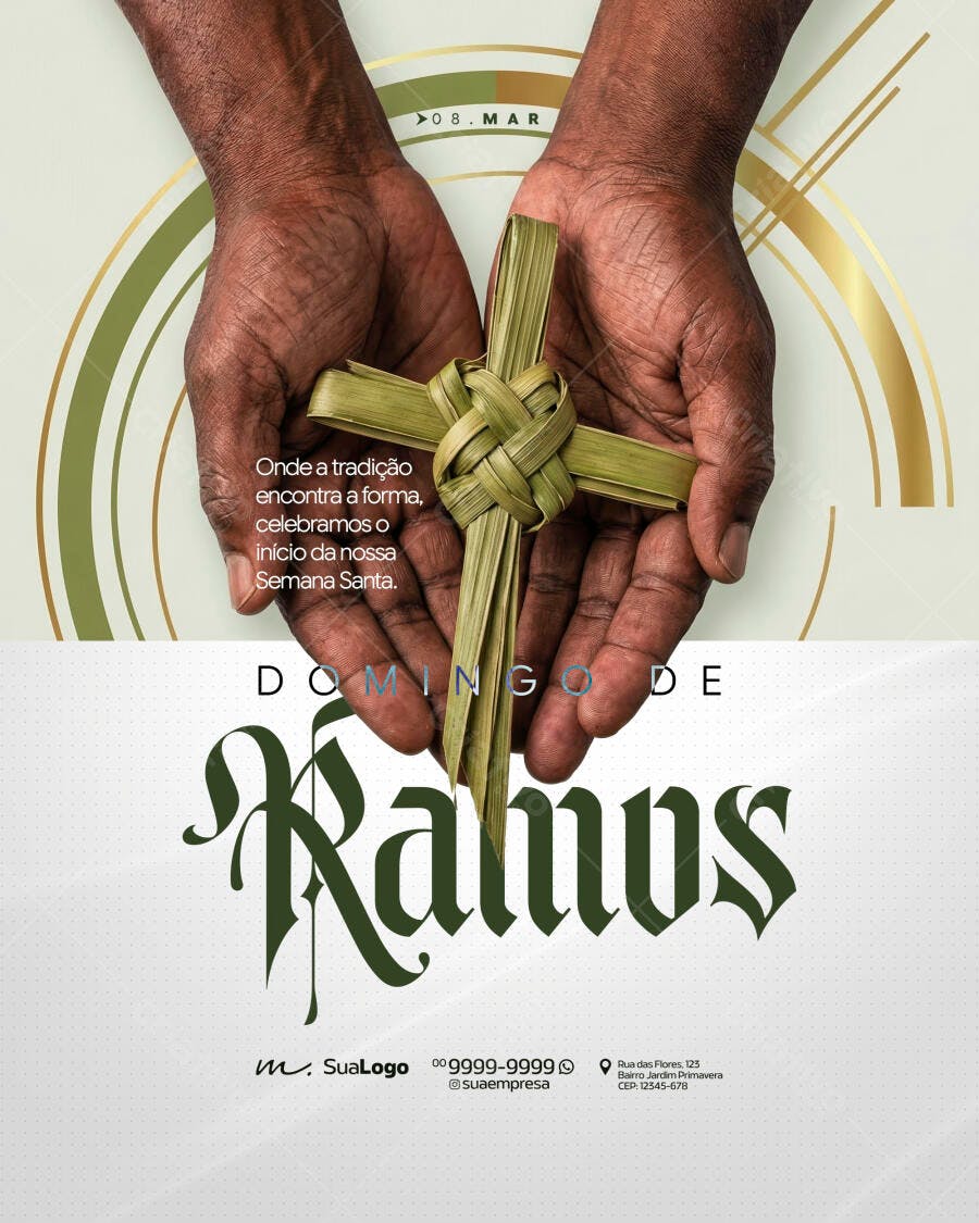 Flyer Domingo de Ramos Março Igreja PSD Editável