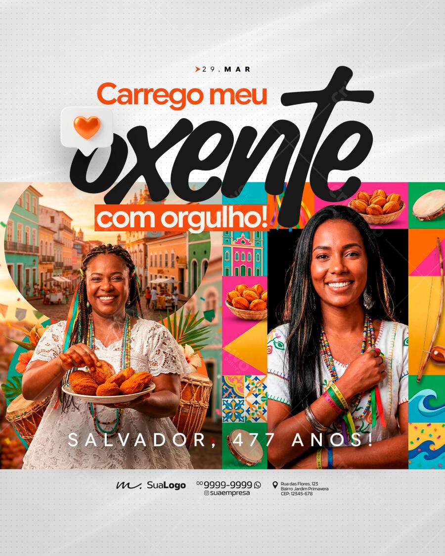 Post Instagram Aniversário Salvador 477 Anos PSD Editável