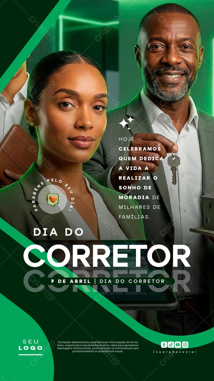 Post Instagram Dia do Corretor Imobiliário PSD Editável