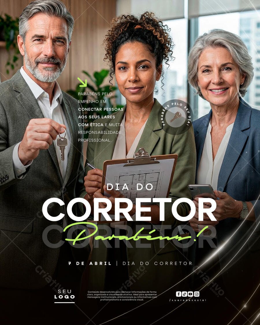 Post Instagram Dia do Corretor Imobiliário PSD Editável