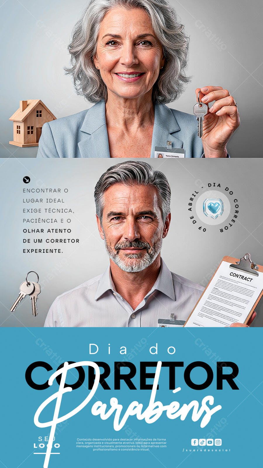 Post Instagram Dia do Corretor Imobiliário PSD Editável