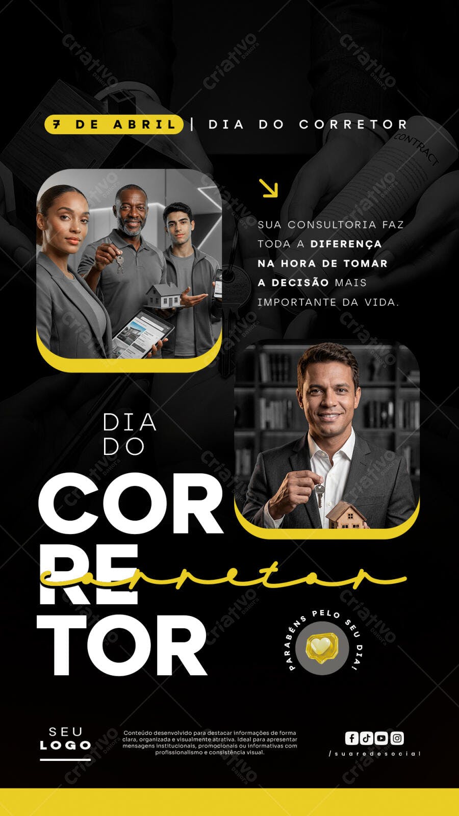 Post Dia do Corretor Imobiliária PSD Editável
