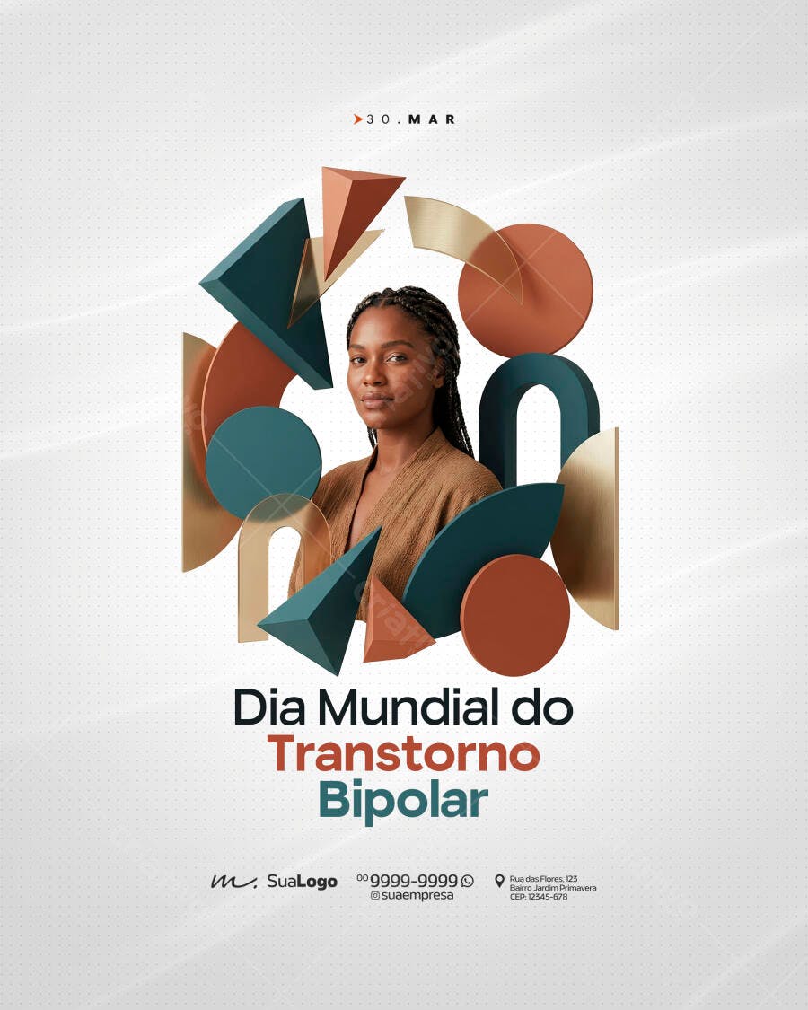 Post Instagram Dia Mundial Transtorno Bipolar Março PSD Editável