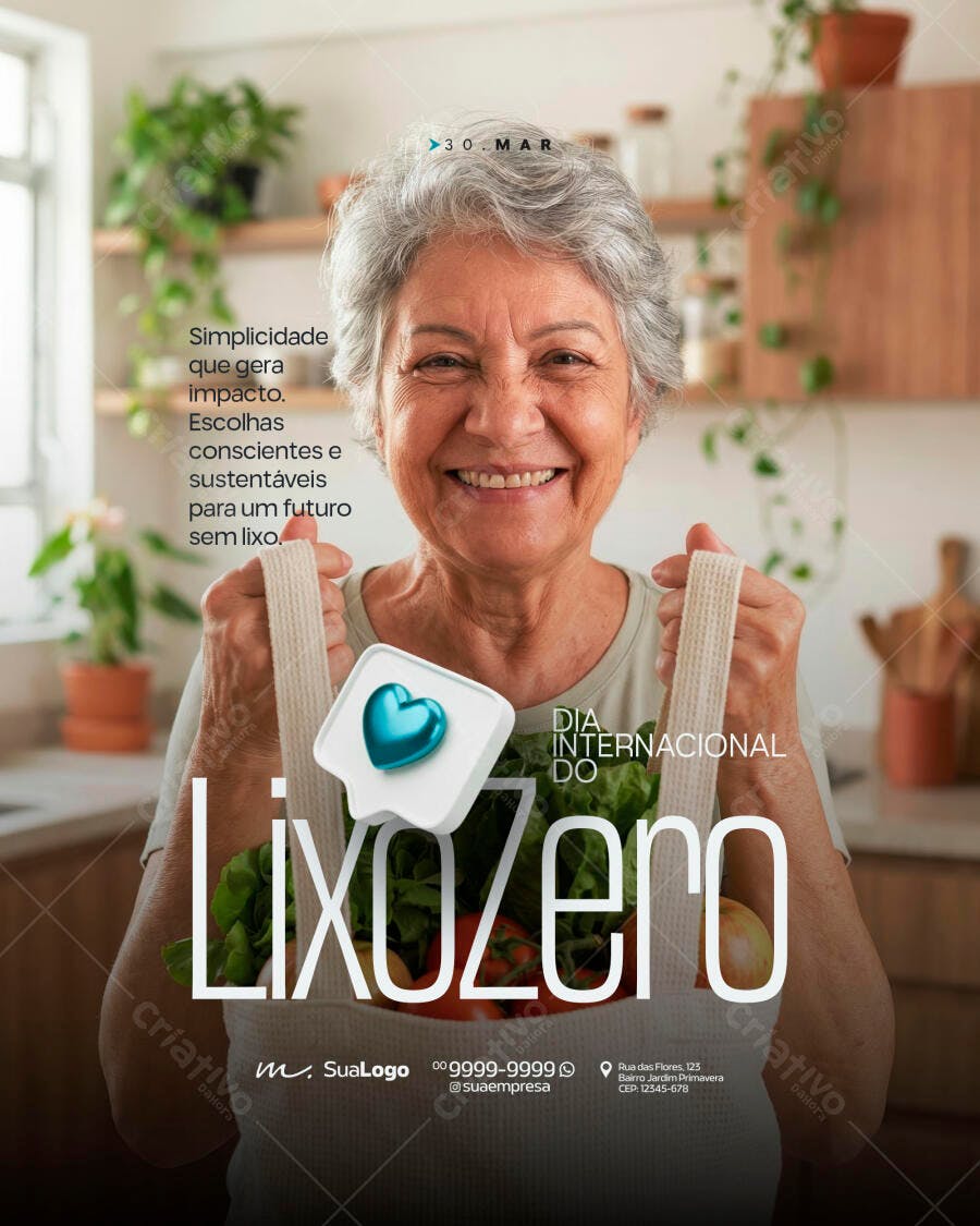 Post Instagram Dia Internacional do Lixo Zero Março PSD Editável