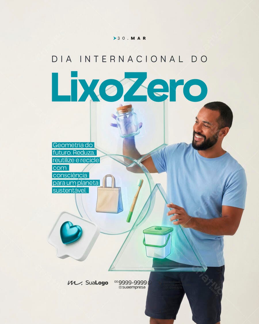 Post Instagram Dia Lixo Zero Sustentabilidade PSD Editável