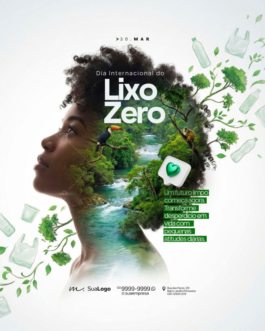 Post Dia Internacional do Lixo Zero Março PSD Editável