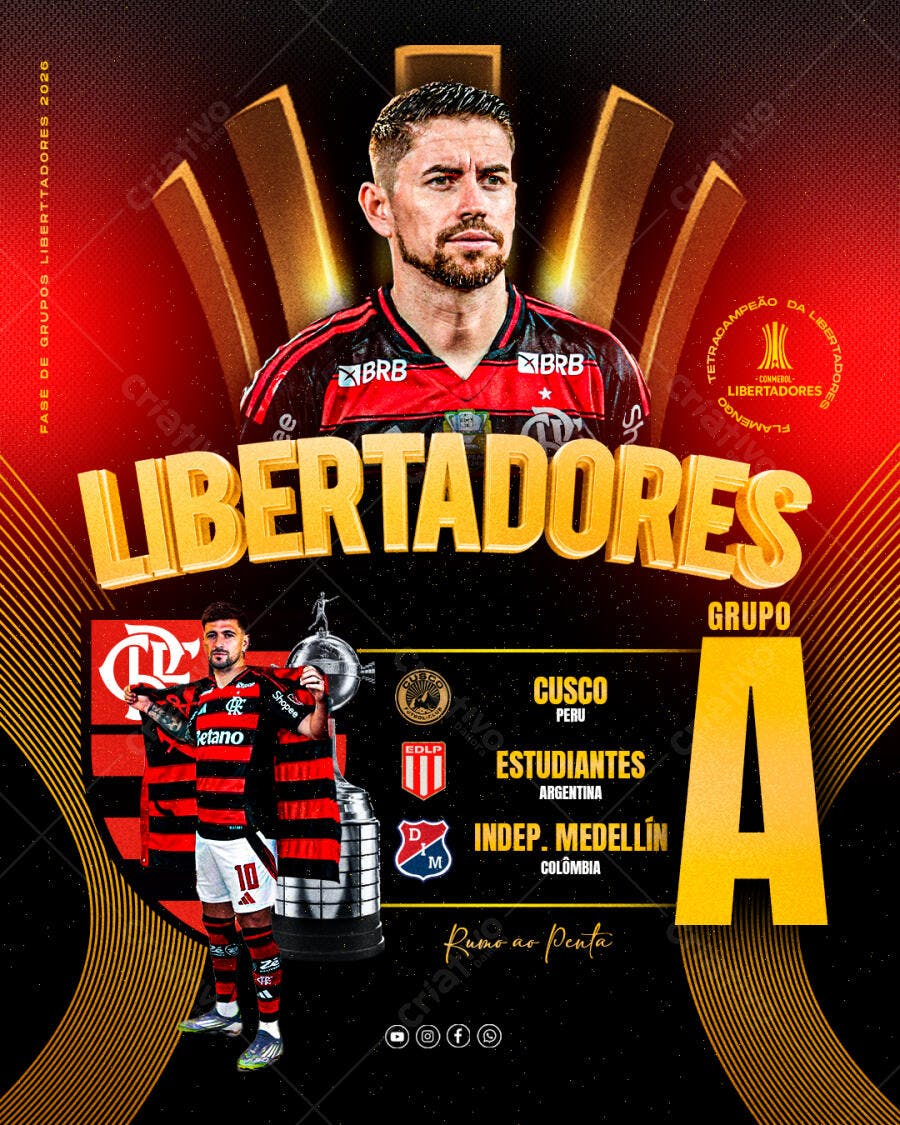 Post Libertadores Futebol Flamengo Grupo A PSD Editável