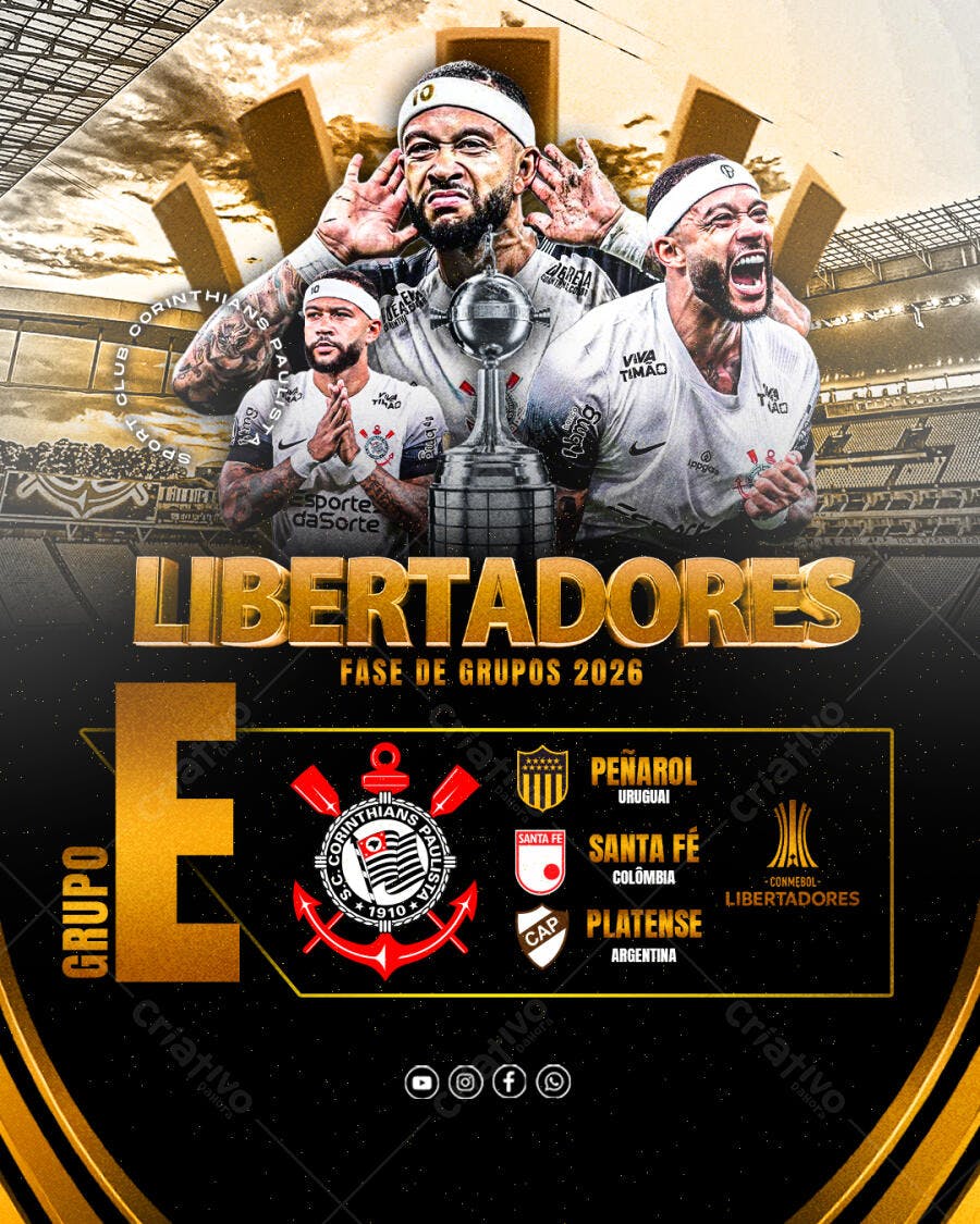 Post Instagram Libertadores Futebol Corinthians PSD Editável