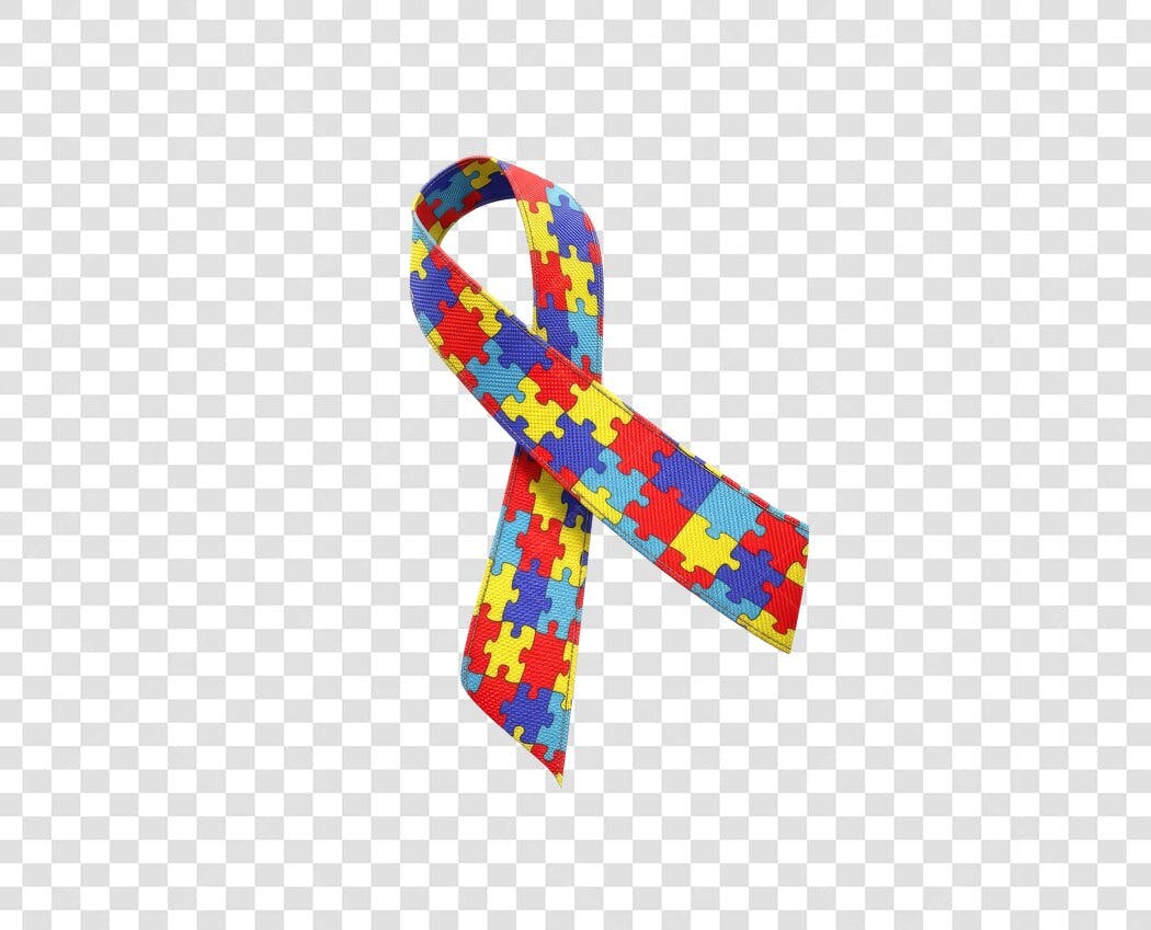 Elemento 3D Fita Quebra-Cabeça Autismo PNG Fundo Transparente
