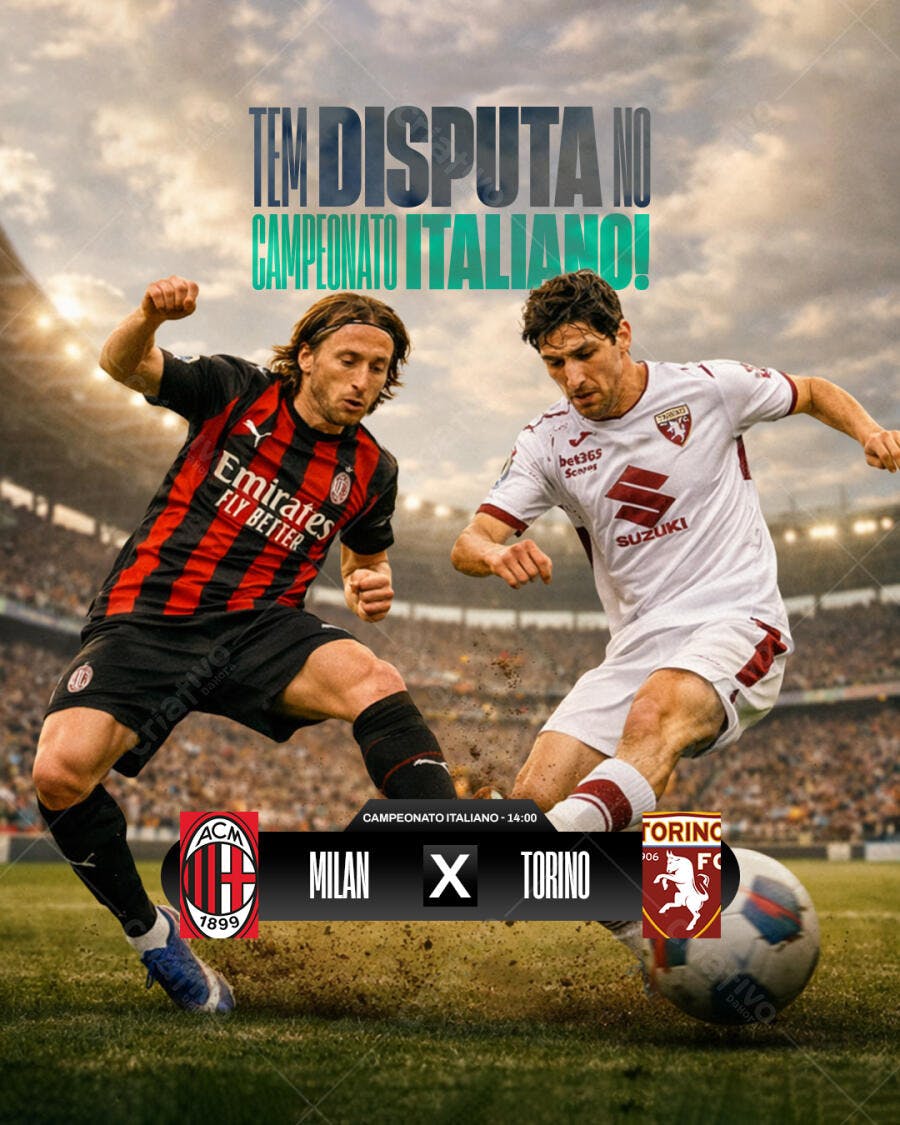 Post Instagram Futebol Milan x Torino PSD Editável