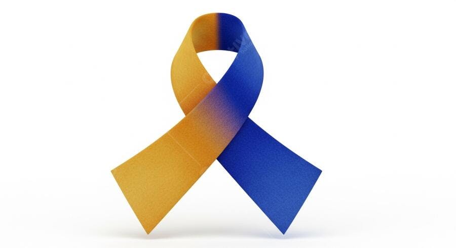 Foto Laço Síndrome de Down Azul e Amarelo Conscientização
