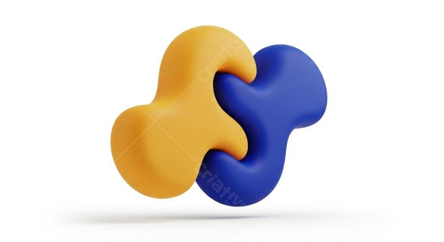 Foto 3D Peças de Quebra-Cabeça Interligadas Amarelo Azul