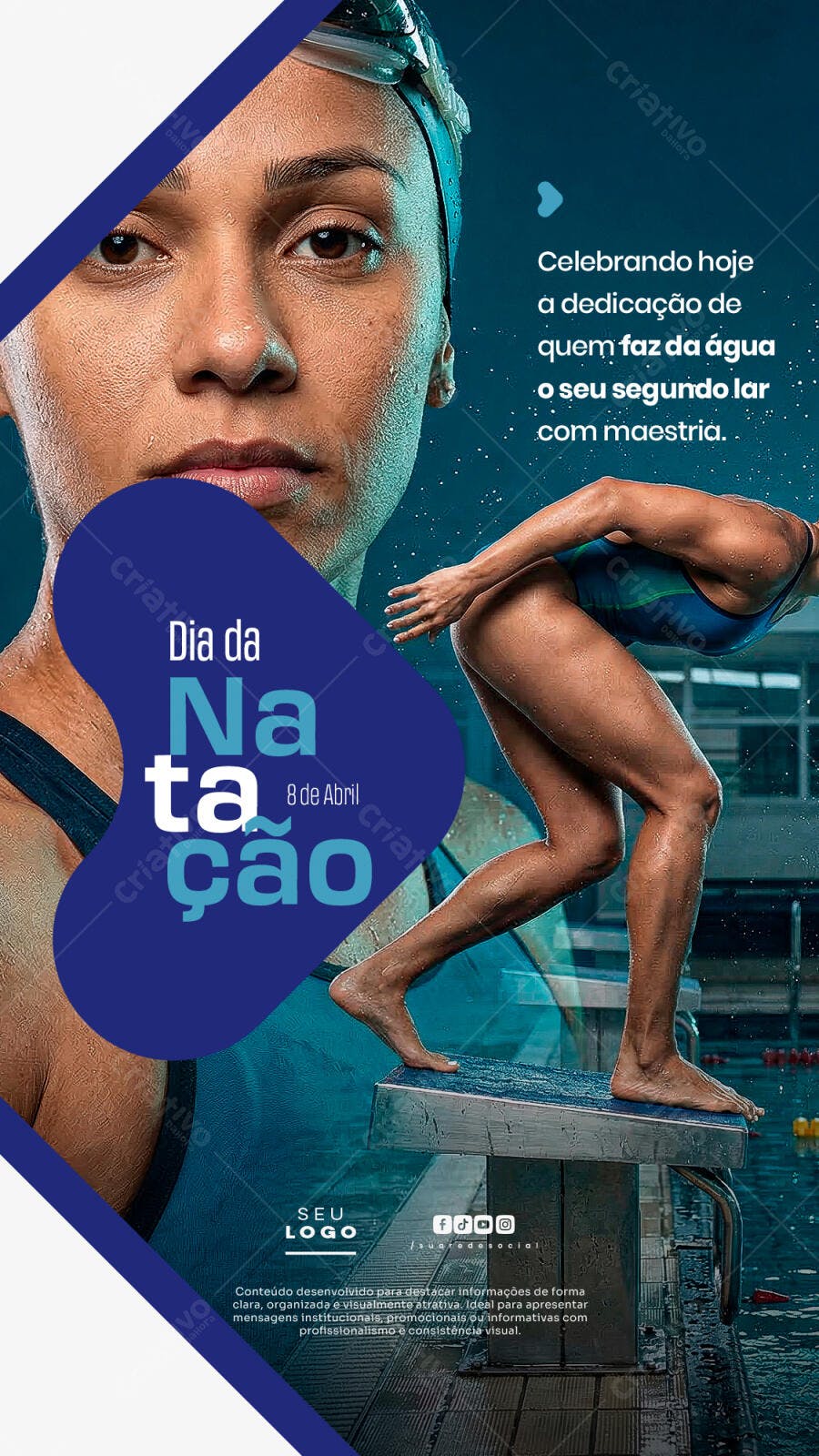 Post Instagram Dia da Natação Academia Fitness PSD Editável