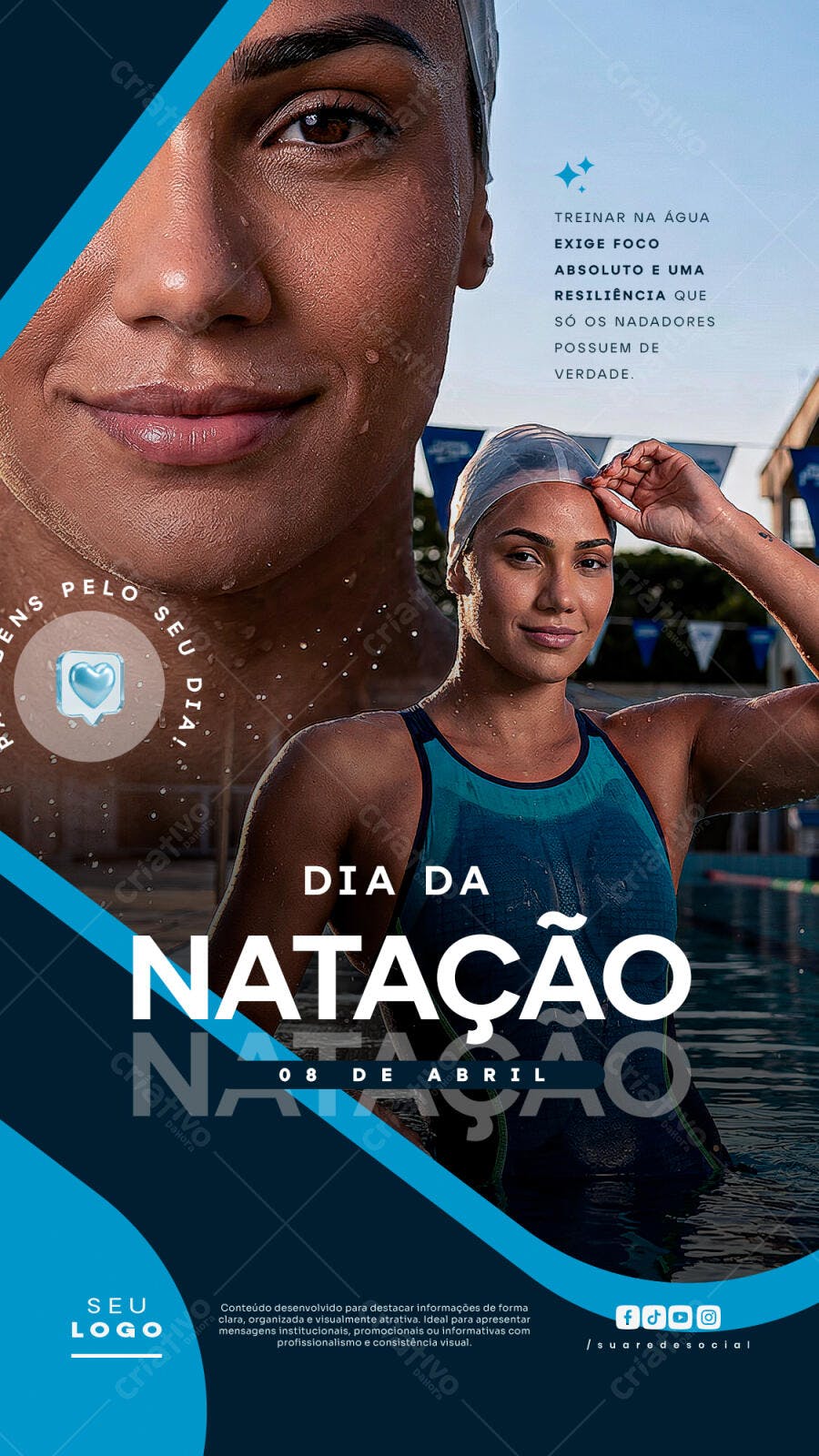 Story Instagram Dia da Natação Academia PSD Editável