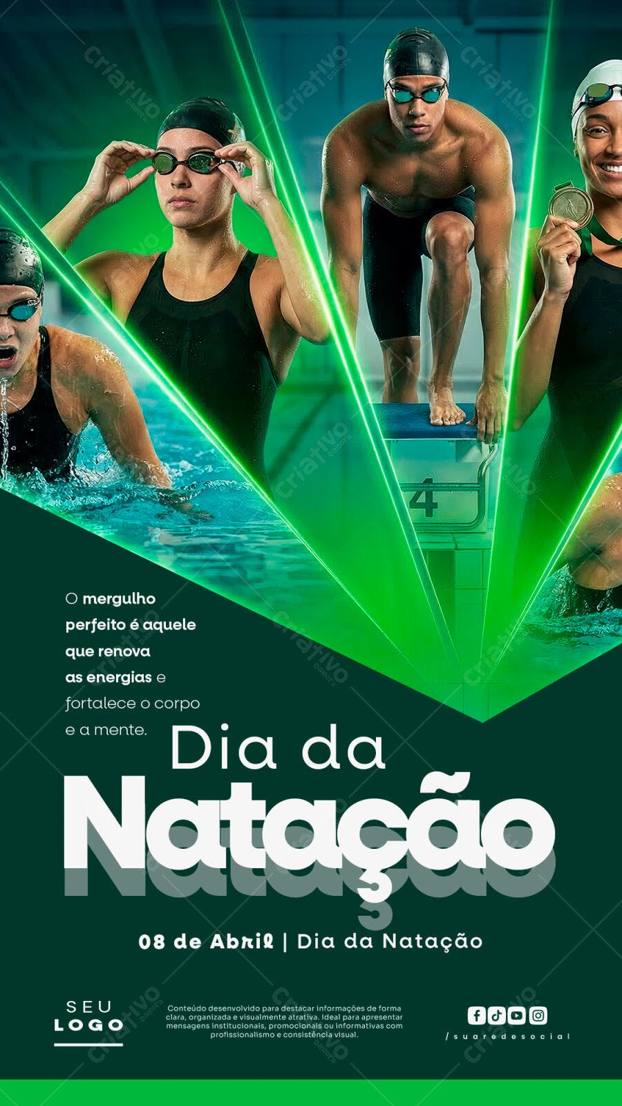 Post Instagram Dia da Natação Academia Fitness PSD Editável