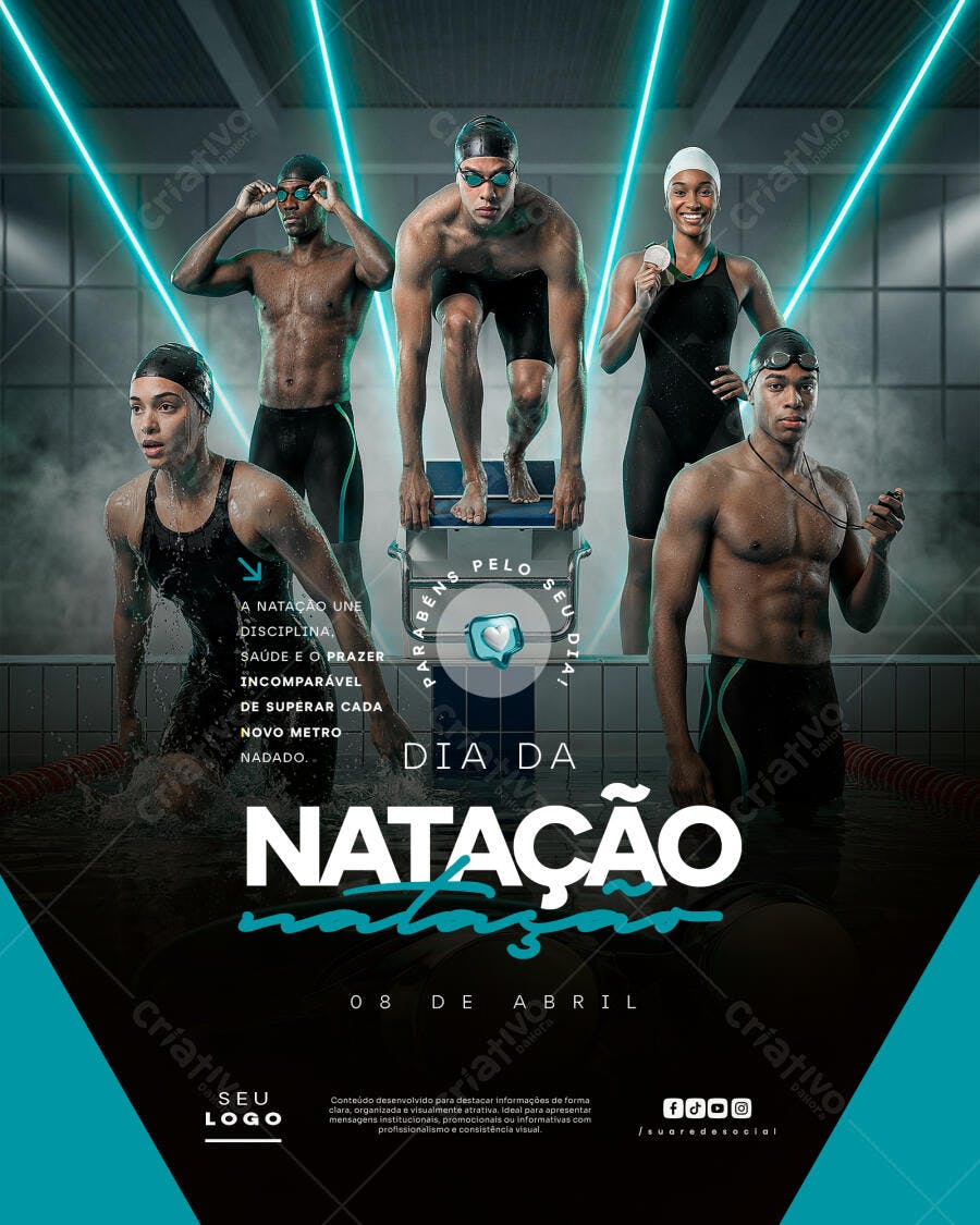 Flyer Dia da Natação Academia Esportes PSD Editável