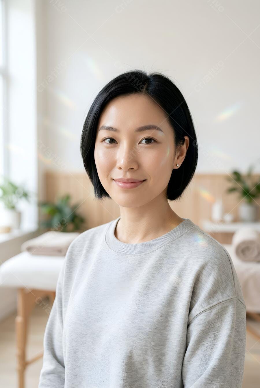 Foto Retrato Mulher Asiática Sorrindo Spa Bem-Estar