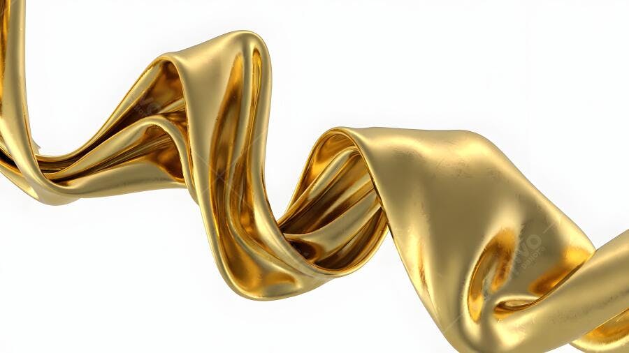 Foto Tecido Dourado Ondulado Abstrato Luxo Fundo Branco