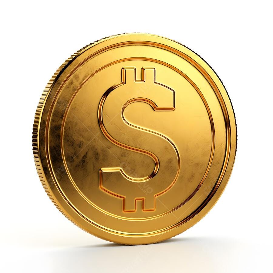 Foto Moeda Dólar Dourada Símbolo Financeiro Fundo Branco