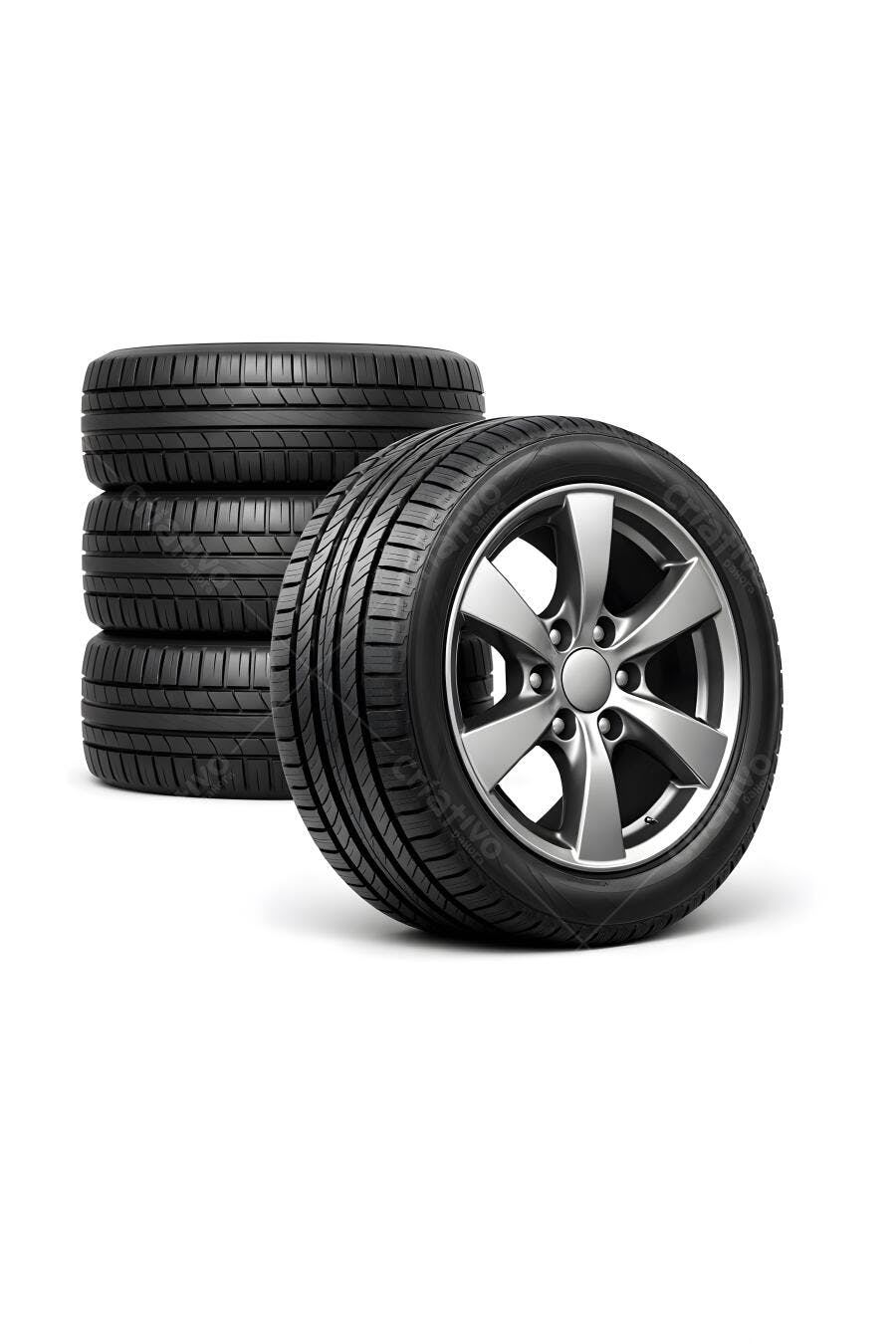 Foto Pneus de Carro Novos com Rodas de Liga Leve Brancas
