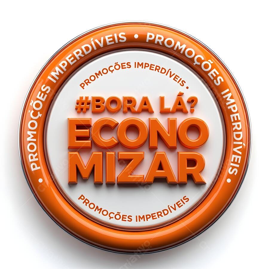 Botão 3D Promoções Imperdíveis Economizar Laranja Branco