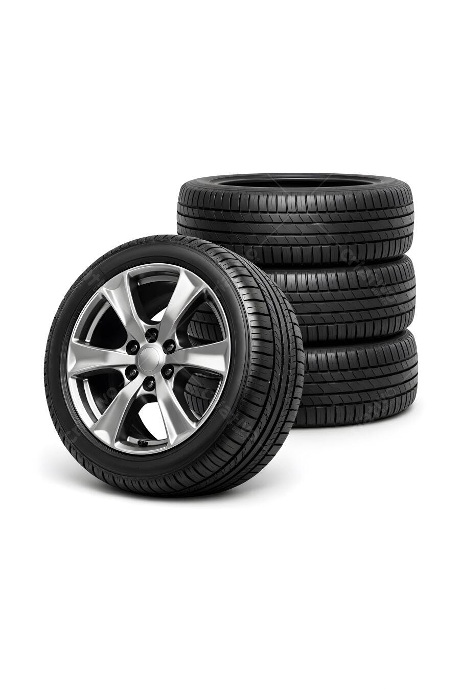 Foto Pneus de Carro Novos com Rodas de Liga Leve Brancas