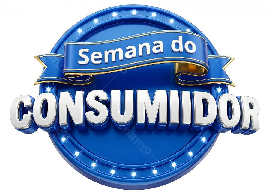 Semana do Consumidor Selo 3D Azul Marinho e Branco