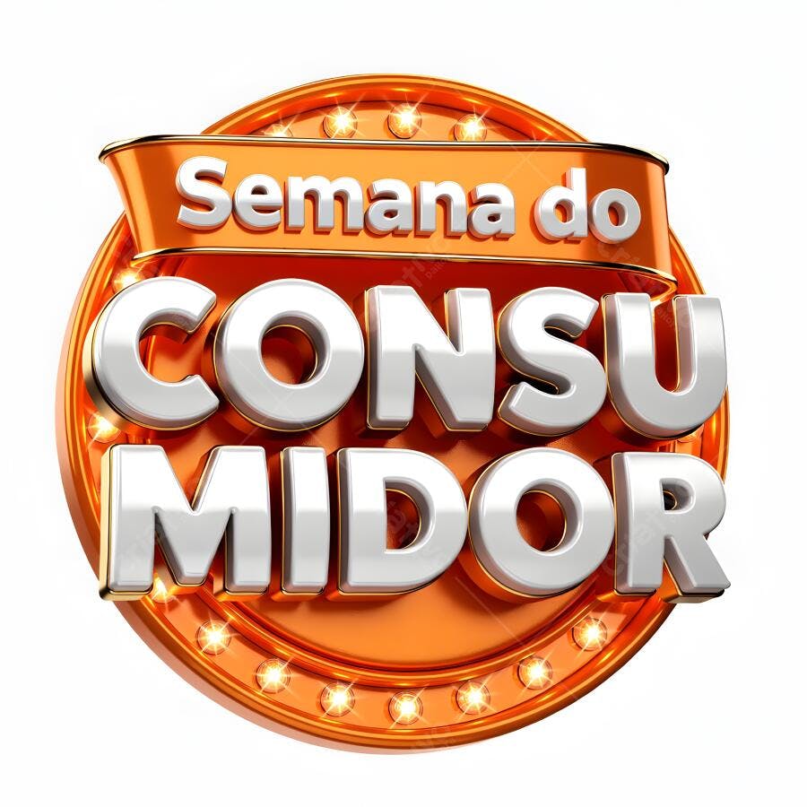 Semana do Consumidor Logo 3D Laranja Brilhante
