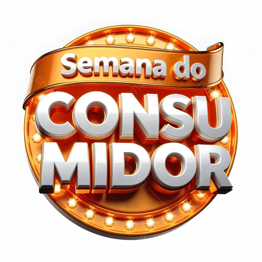 Semana do Consumidor Logo 3D Dourado e Prata