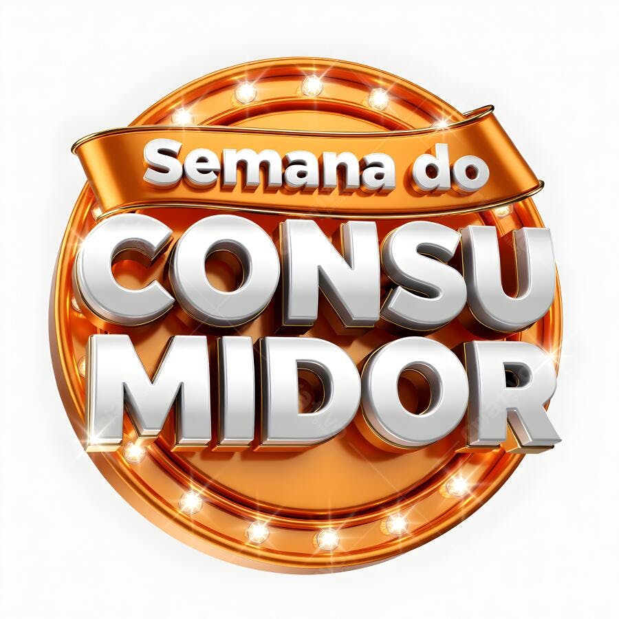 Logo Semana do Consumidor 3D Dourado e Prata