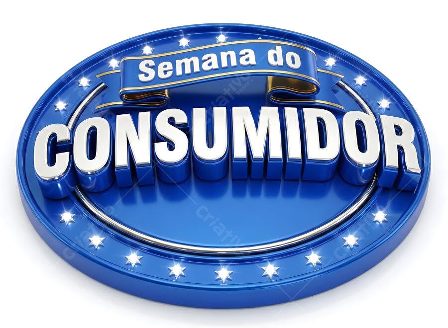 Semana do Consumidor Selo 3D Azul e Prata Promoção