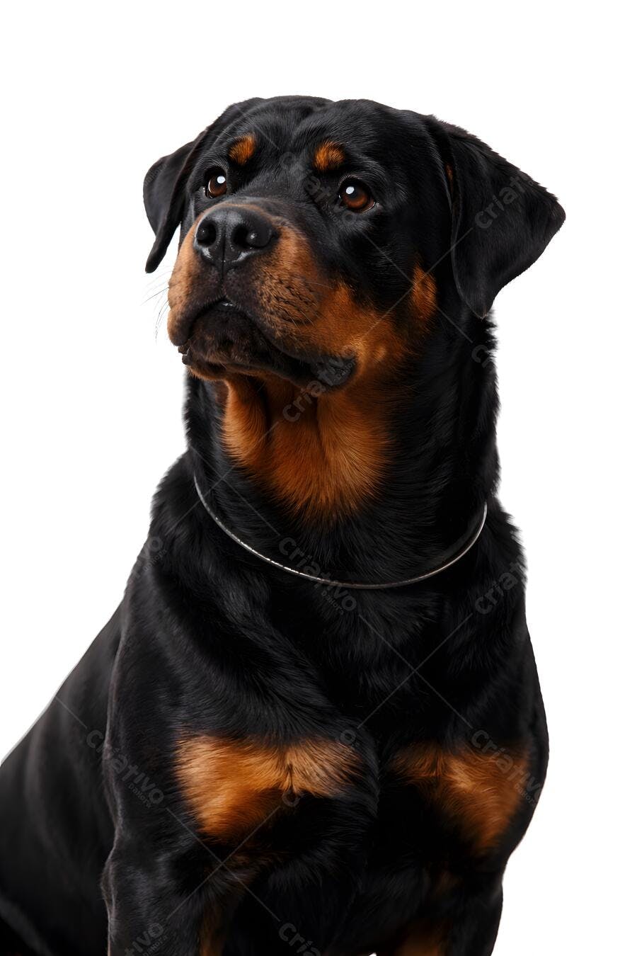 Foto Rottweiler Olhando para Cima Estúdio Branco