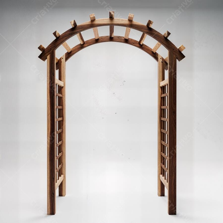 Foto Arco de Madeira para Jardim Pergolado Fundo Branco