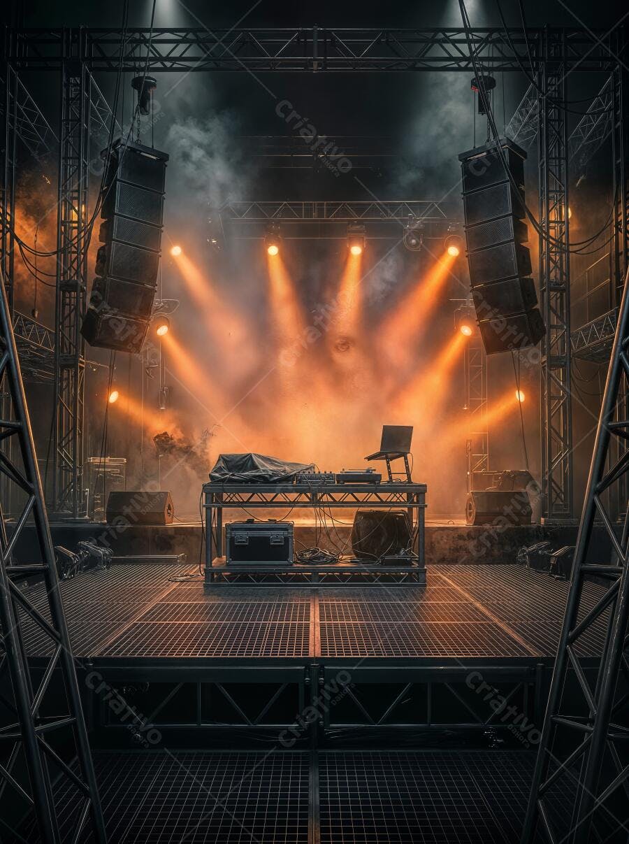 Foto Palco Vazio Iluminação Laranja Show Evento Noturno