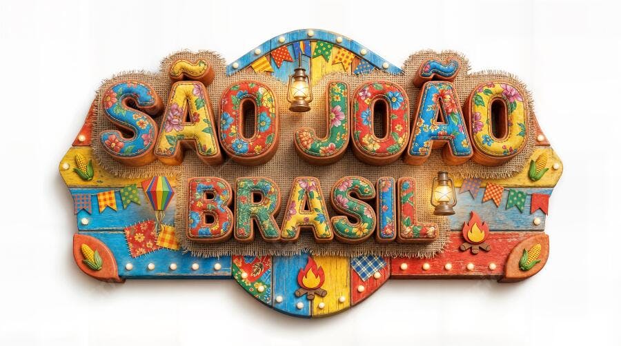 Foto Placa São João Brasil Decoração Festa Junina Colorida