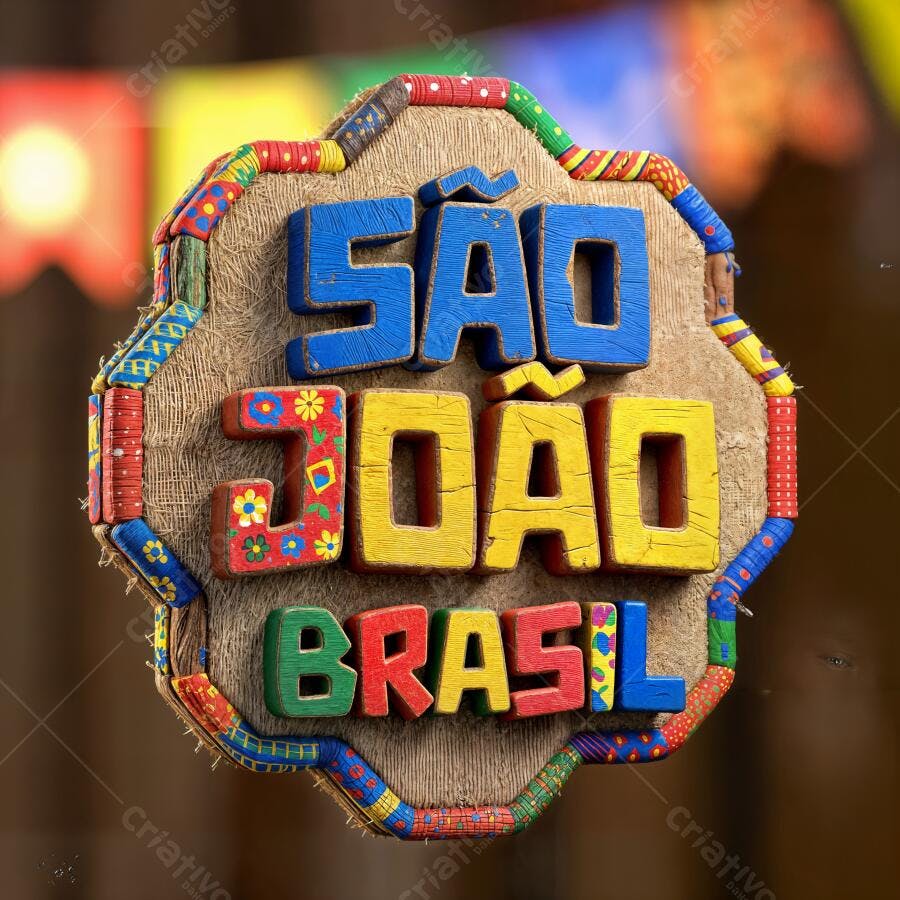 Logo 3D São João Brasil Festa Junina Colorido