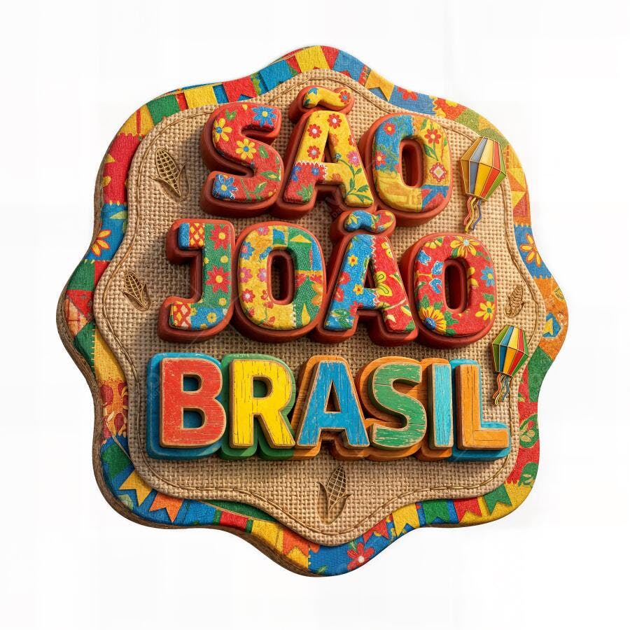 Ilustração São João Brasil 3D Festa Junina Colorida