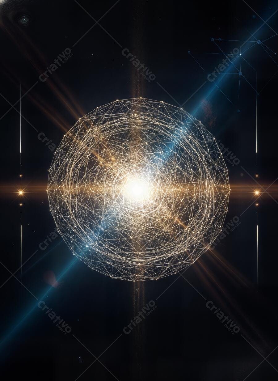 Foto Abstrata Conexão Global Rede de Pontos e Linhas