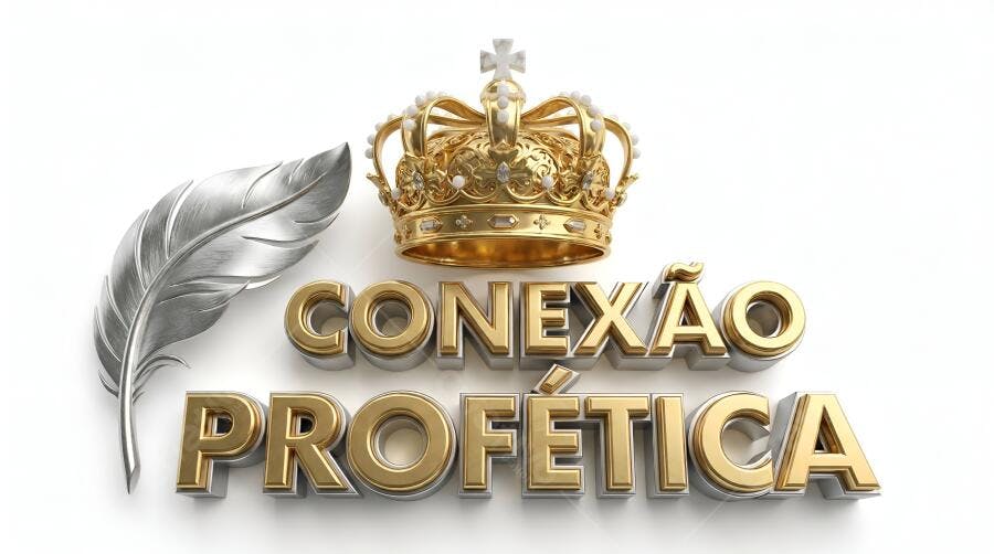 Foto Conexão Profética Coroa Dourada Pena Prateada 3D