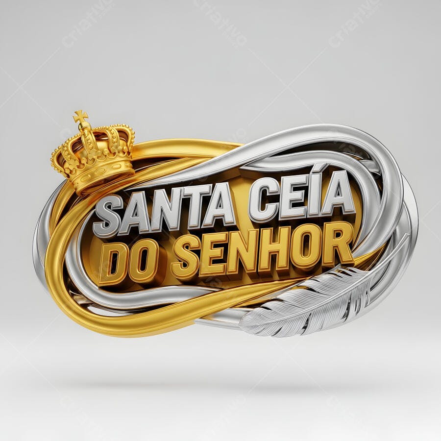 Logo Santa Ceia do Senhor Dourado Prateado 3D