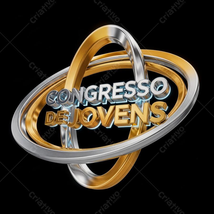 Logo 3D Congresso de Jovens Dourado e Prateado