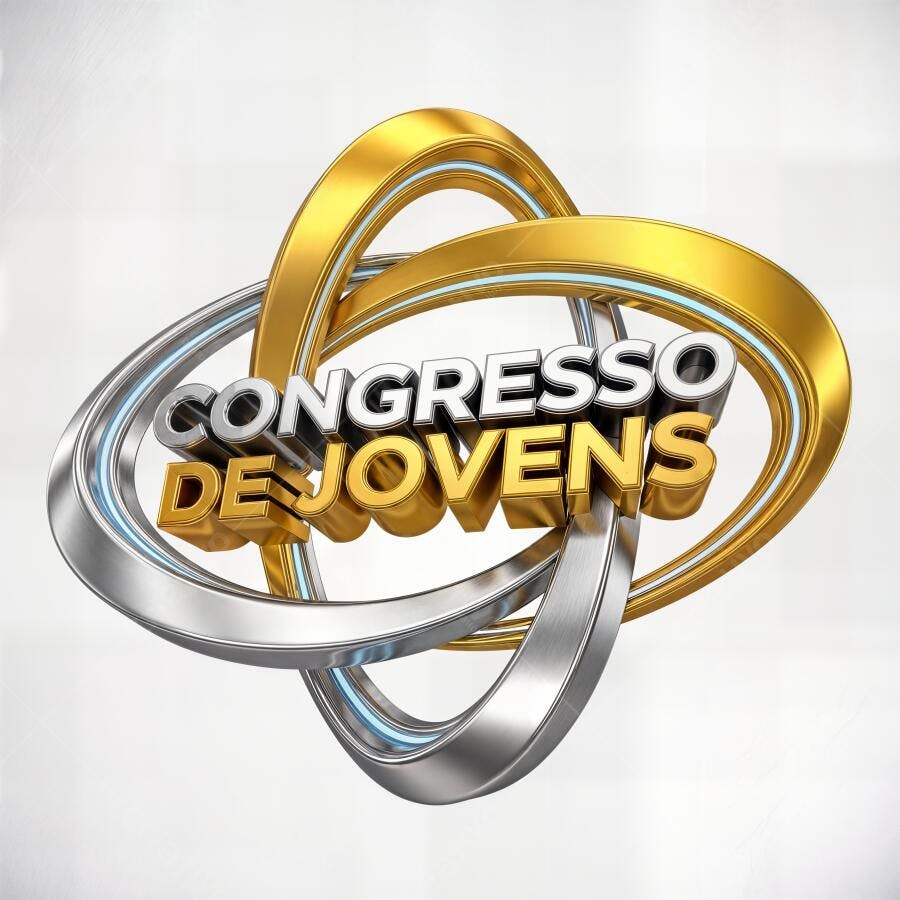 Logo Congresso de Jovens 3D Dourado e Prateado