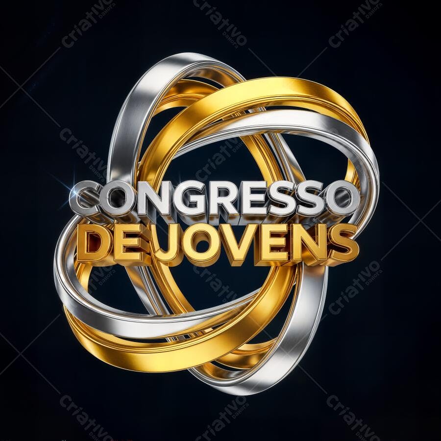 Logo Congresso de Jovens 3D Dourado e Prata