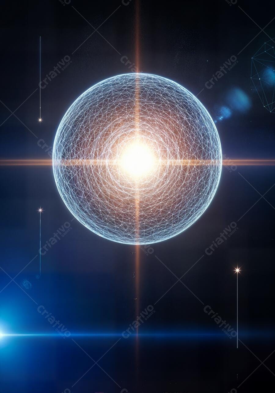 Foto Fundo Abstrato Esfera de Luz Conexão Digital