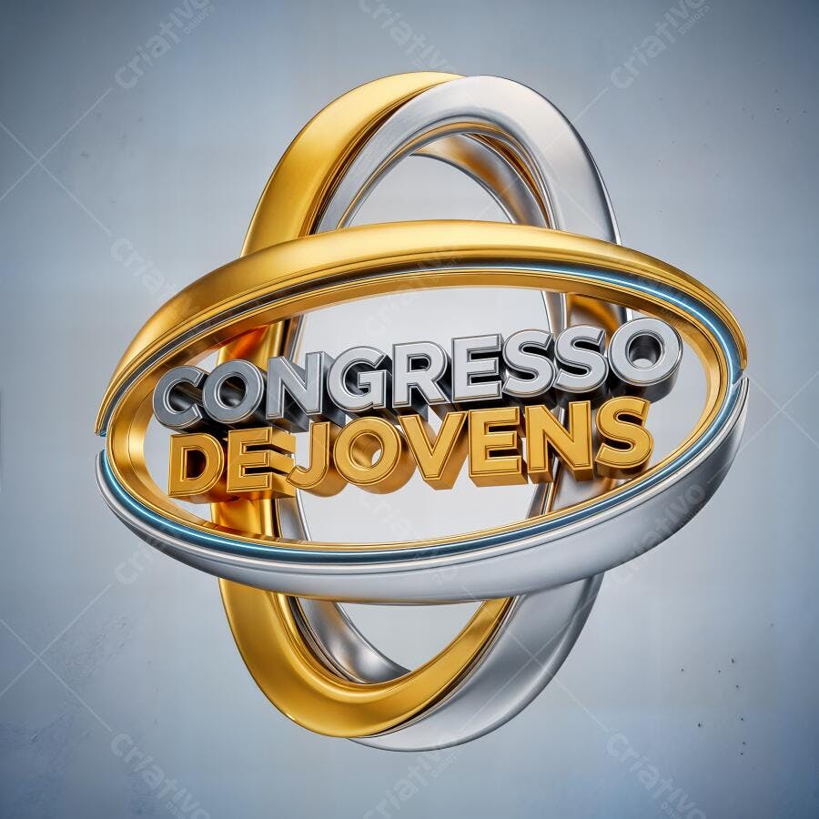 Logo 3D Congresso de Jovens Anéis Dourados e Prateados